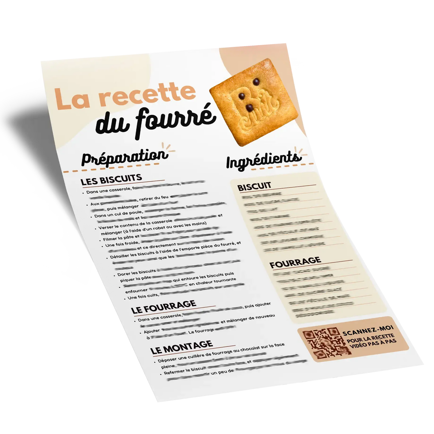 Format numérique : La fiche recette + vidéo du Fourré bicuit