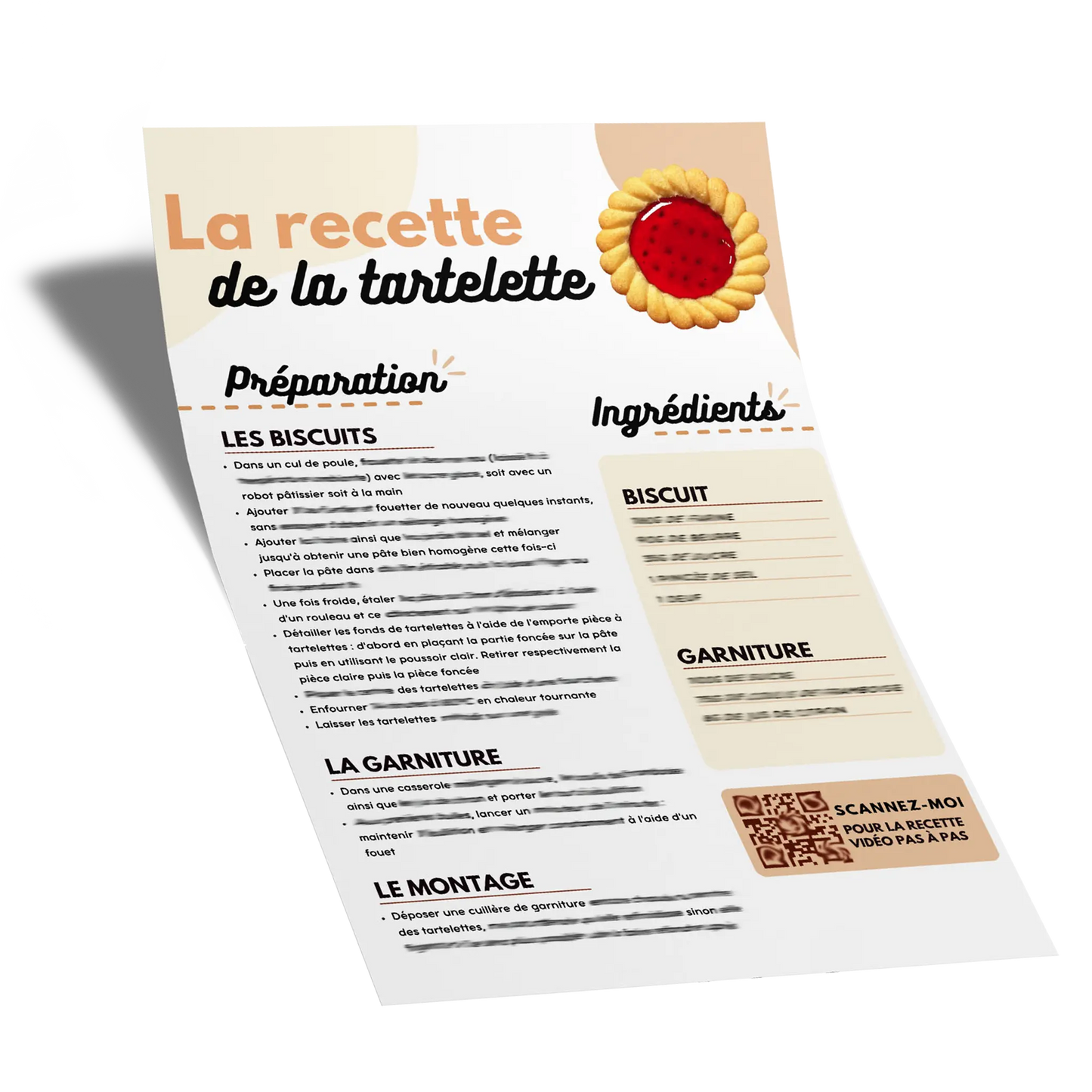 Format numérique : La fiche recette + vidéo de la Tartelette Bicuit