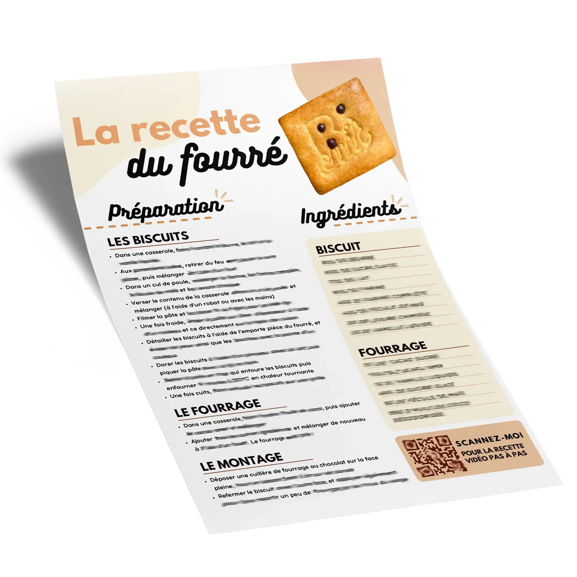Format numérique : La fiche recette + vidéo du Fourré bicuit