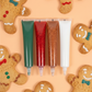 Pack 4 stylos alimentaire - blanc, vert, doré et rouge irisé